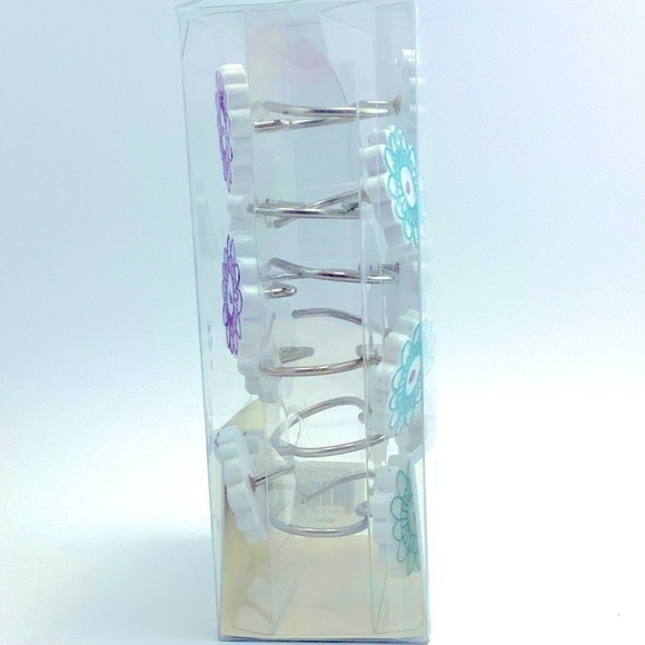 Dream Wheels Shower Curtain Hooks Purple Teal Flowers Set of 12 Popular Bath - Picture 5 of 10